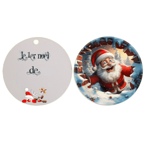 Boule de noël plate "Le 1er Noël" Père Noël