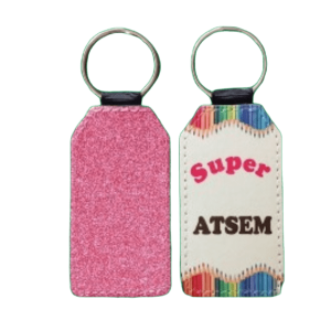 Porte-clés Paillette rose "Super ATSEM"